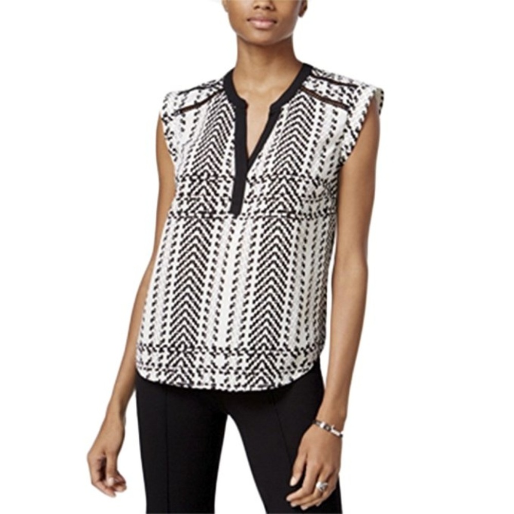 BAR III Printed Cap Sleeve Top
